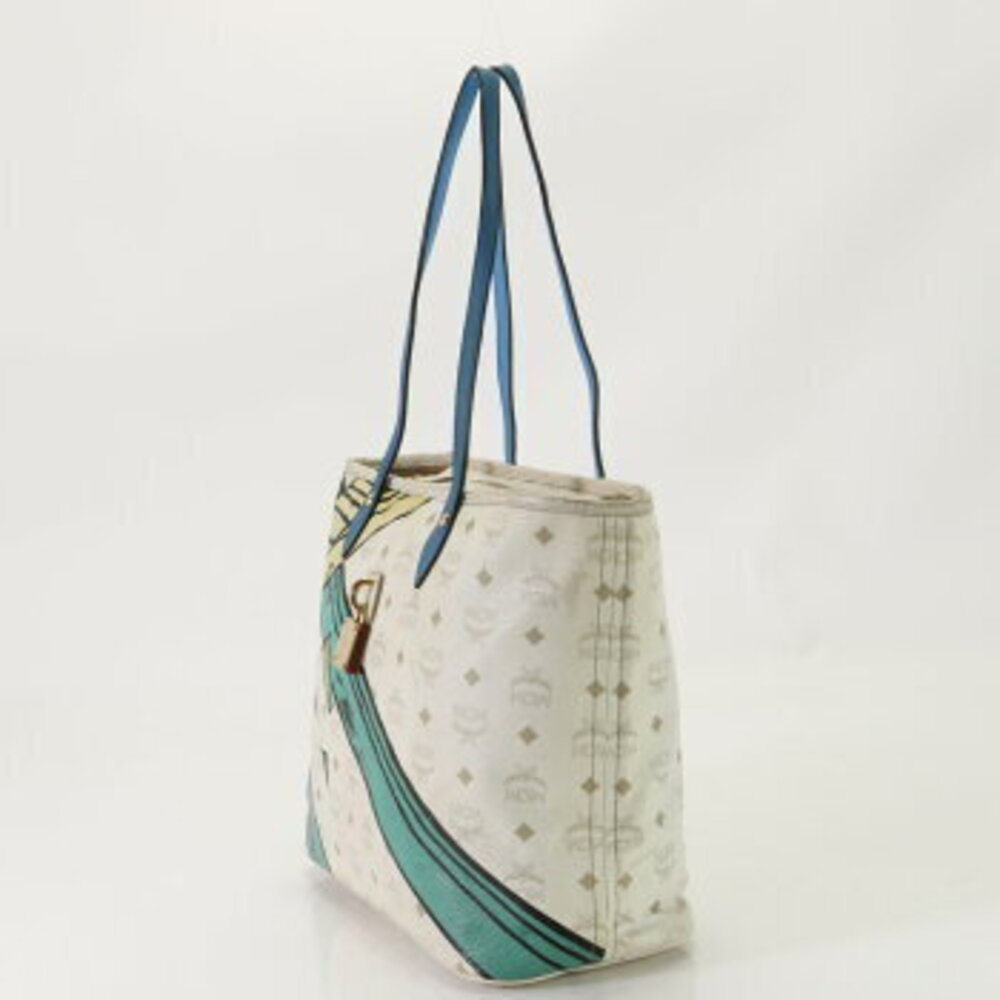 Mcm Bag White Handbag Gold Leather Tote Shoulder Visetos - Picture 5 of 14